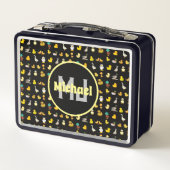 パターカラフルンダックかわいいベビー動物モノグラム メタルランチボックス (裏面)