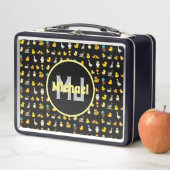 パターカラフルンダックかわいいベビー動物モノグラム メタルランチボックス (インサイチュ)