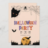 パターカラフルンハッピーハローウィンパーティの招待状 招待状 (正面/裏面)