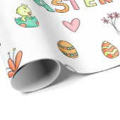 パターカラフルンバンニー卵キッズイースター ラッピングペーパー (ロールコーナー)