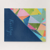 パターカラフルンモノグラムのブルーの名の図形 ジグソーパズル (横)