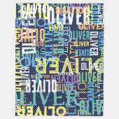 パターカラフルン上で複製さ市松模様にれた名前 フリースブランケット (正面)