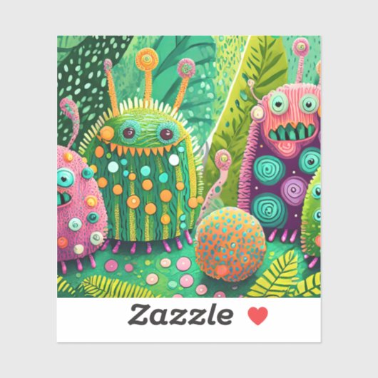 パターカラフルン付きのテクスチャモンスター シール (シート)