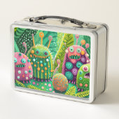 パターカラフルン付きのテクスチャモンスター メタルランチボックス (裏面)