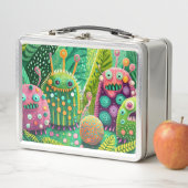 パターカラフルン付きのテクスチャモンスター メタルランチボックス (インサイチュ)