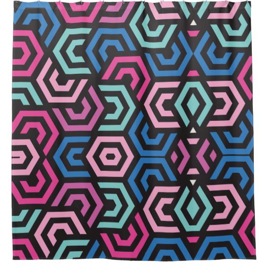 パタースタイリッシュンモダン-ファッション幾何学的カラフル シャワーカーテン (正面)