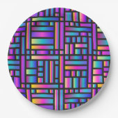 パタースタイリッシュンモダン-ファッション幾何学的タータンチェック ペーパープレート (正面)