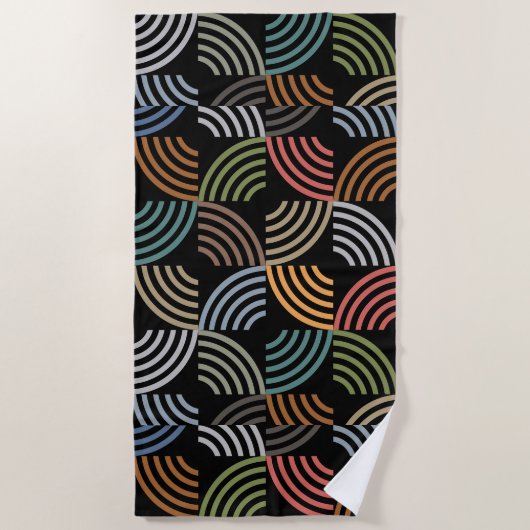 パタースタイリッシュンモダン-ファッション幾何学的ヴィンテージ ビーチタオル (正面)