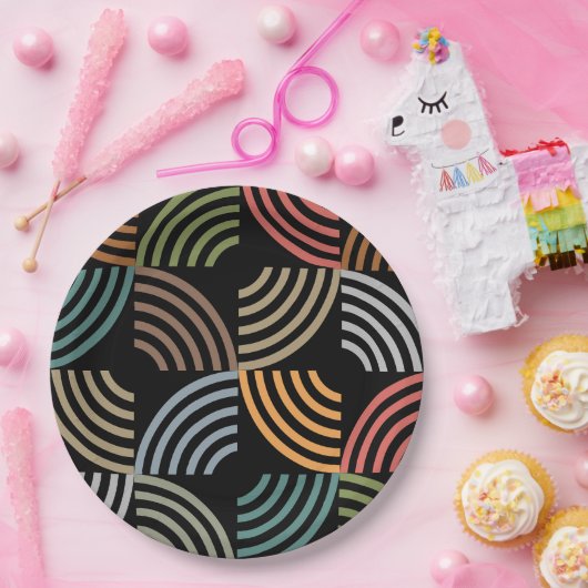 パタースタイリッシュンモダン-ファッション幾何学的ヴィンテージ ペーパープレート (パーティー)