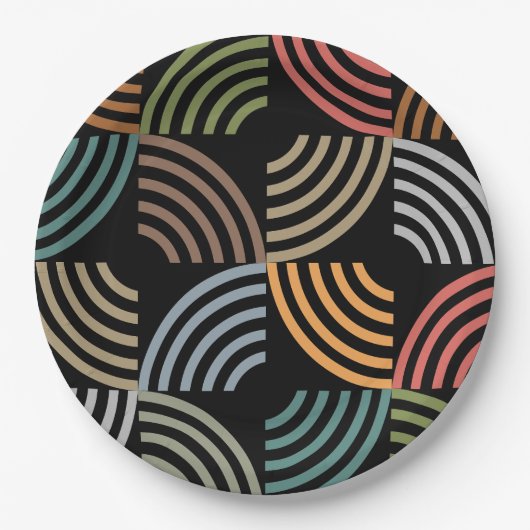 パタースタイリッシュンモダン-ファッション幾何学的ヴィンテージ ペーパープレート (正面)