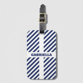 パターストライプのンと名前 ラゲッジタグ
