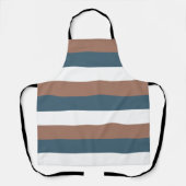 パターストライプのンティール(緑がかった色)モチャホワイト エプロン (正面)