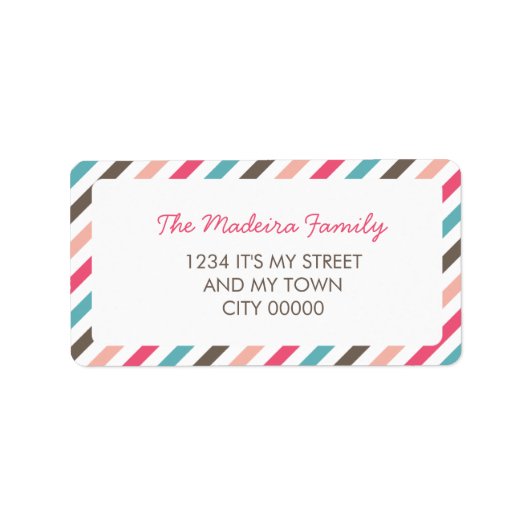 パターストライプのンブルーピンクブラウン対角線ストライプ色 ラベル (正面)