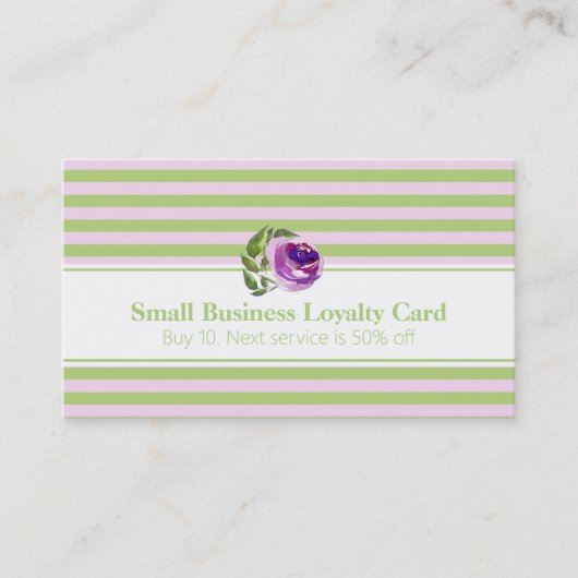 パターストライプのンロイヤリティパンチカード水彩バラ 予約カード (正面)