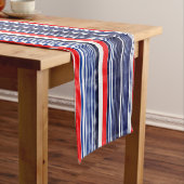 パターストライプのン、青、コーヒ赤と白ーマググ ミディアムテーブルランナー (インサイチュ)