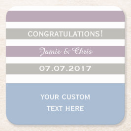 パターストライプンカスタムモノグラムコースター スクエアペーパーコースター