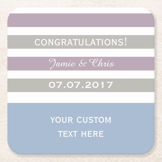 パターストライプンカスタムモノグラムコースター スクエアペーパーコースター (正面)