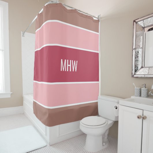 パターストライプンカスタムモノグラムシャワーカーテン シャワーカーテン (インサイチュ)