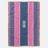 パターストライプンカスタムモノグラム投げ毛布 スローブランケット (正面縦)
