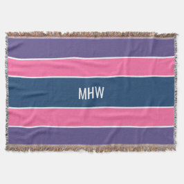 パターストライプンカスタムモノグラム投げ毛布 スローブランケット