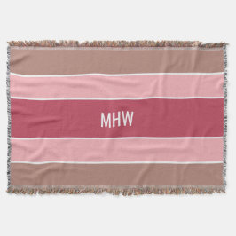 パターストライプンカスタムモノグラム投げ毛布 スローブランケット