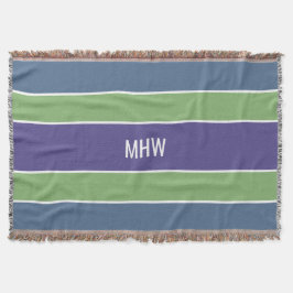 パターストライプンカスタムモノグラム投げ毛布 スローブランケット