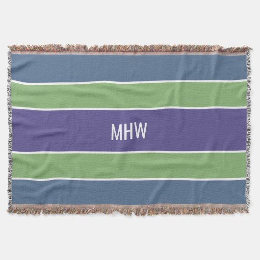 パターストライプンカスタムモノグラム投げ毛布 スローブランケット (正面)