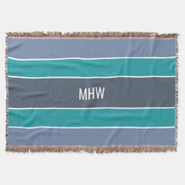 パターストライプンカスタムモノグラム投げ毛布 スローブランケット