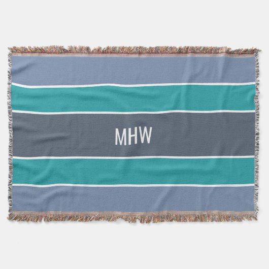 パターストライプンカスタムモノグラム投げ毛布 スローブランケット (正面)