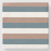 パターストライプンモチャブラウンティール(緑がかった色)ホワイト ストーンコースター (正面)