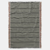 パターストライプン2トーンブラッククリーム スローブランケット (正面縦)