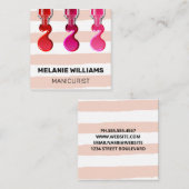 パターストライプン |ポーランド爪、 ネイル注 スクエア名刺 (正面/裏面)