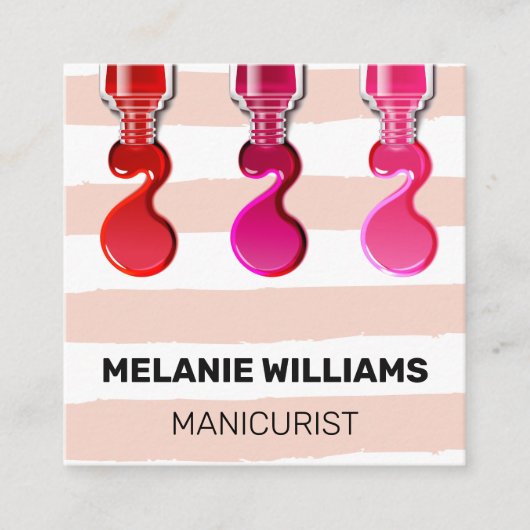 パターストライプン |ポーランド爪、 ネイル注 スクエア名刺 (正面)