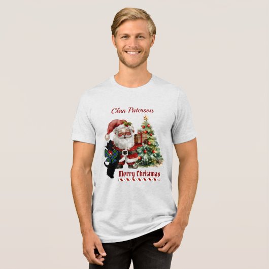 パターソンスコッチドッグクリスマス パーソナライズされた トライブレンドTシャツ (正面全面)