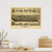 パターソン， NJパノラママップ – 1880 ポスター (キッチン)