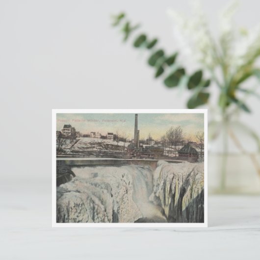 パターソンNJ、1910年の冬のパッシック秋ヴィンテージ ポストカード (スタンド正面)