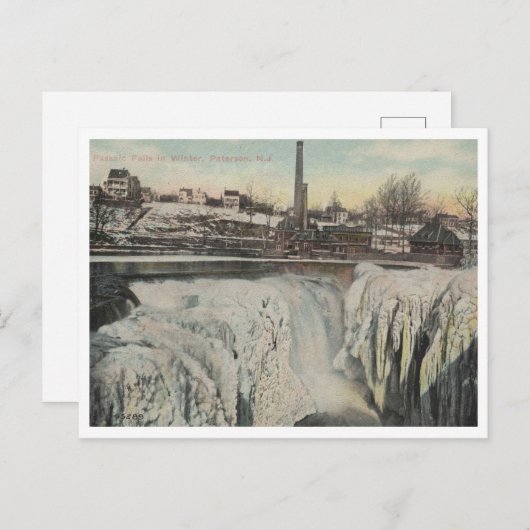 パターソンNJ、1910年の冬のパッシック秋ヴィンテージ ポストカード (正面/裏面)