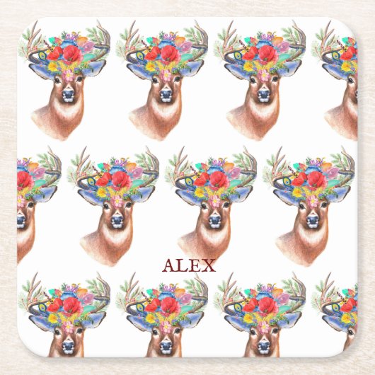 パターナフラワートナディアクリスマスクリスマス魔法コースター スクエアペーパーコースター (正面)