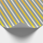 パターモダンストライプのン灰色の緑のオレンジの美しい ラッピングペーパー (角)