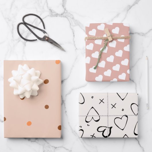 パターモダンンかわいいピンクのハートドット21歳の誕生日 ラッピングペーパーシート (正面)