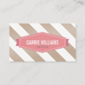 パターモダンンストライプのコーラルエコクラフト 名刺 (正面)