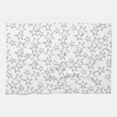 パターモダンントレンディーエレガント白灰色の星 キッチンタオル (横)
