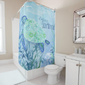 パターモダンンビーチウミガメヴィンテージアート シャワーカーテン (インサイチュ)