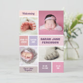 パターモダンン写真コラージュ生まれたばかりのベビーガール 案内状 (スタンド正面)