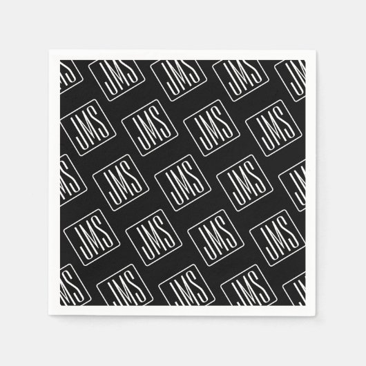 パターモダンン | ブラック&ホワイト スタンダードカクテルナプキン (正面)