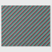 パターユニークンストライプのググリーンクリスマス ラッピングペーパー (フラット)