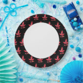 パターンかわいいシックカラフルリーフブラックレッド ペーパープレート (パーティー)