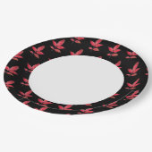 パターンかわいいシックカラフルリーフブラックレッド ペーパープレート (アングル)