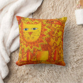 パターンが施された水彩ライオンのイラスト クッション (ブランケット)