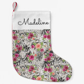 パターンとアニマルプリント|名前の追加 スモールクリスマスストッキング (正面)